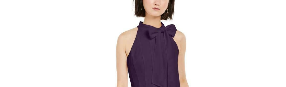 Vestido feminino Vince Camuto com decote em arco e ajuste evasê, roxo, tamanho 12