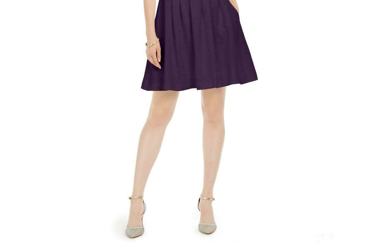 Vestido feminino Vince Camuto com decote em arco e ajuste evasê, roxo, tamanho 12