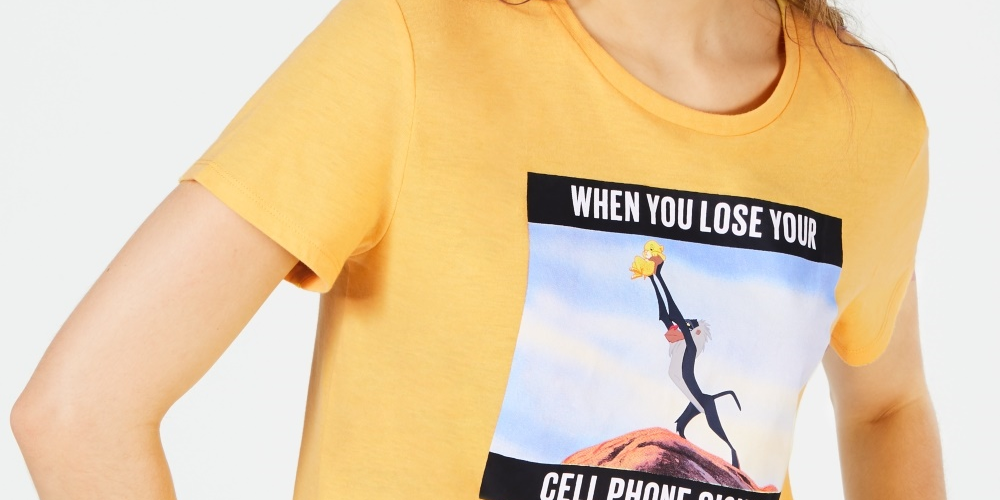 Camiseta Cell Signal do Rei Leão da Disney Junior, tamanho médio, amarela