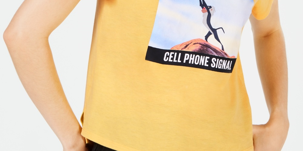 Camiseta Cell Signal do Rei Leão da Disney Junior, tamanho médio, amarela
