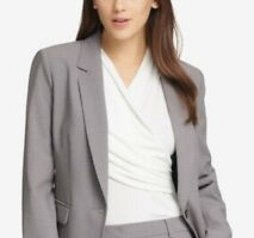 Blazer feminino DKNY de um botão cinza tamanho 4