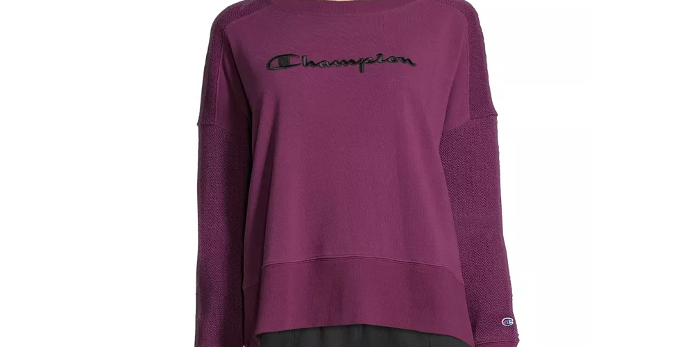 Moletom Champion Heritage Cotton Mix Texture Feminino Roxo Tamanho Extra Pequeno