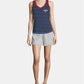 Camiseta regata feminina Champion Heritage de algodão com decote em V, azul escuro, tamanho GG