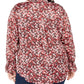 Tommy Hilfiger Top feminino plus size estampado com babados e botões frontais, vermelho, tamanho 2X