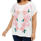 Camiseta feminina Tommy Hilfiger com estampa floral, branca, tamanho 3X