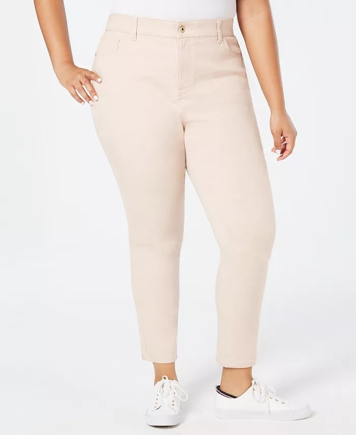 Calça jeans skinny feminina Tommy Hilfiger Bedford rosa tamanho 18W