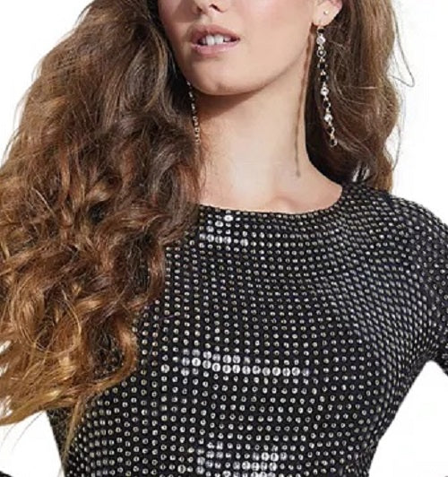 Vestido Beatriz Feminino Guss com Lantejoulas e Costas Descoberto, Preto, Tamanho Grande
