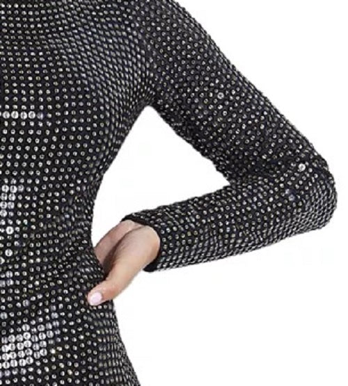 Vestido Beatriz Feminino Guss com Lantejoulas e Costas Descoberto, Preto, Tamanho Grande