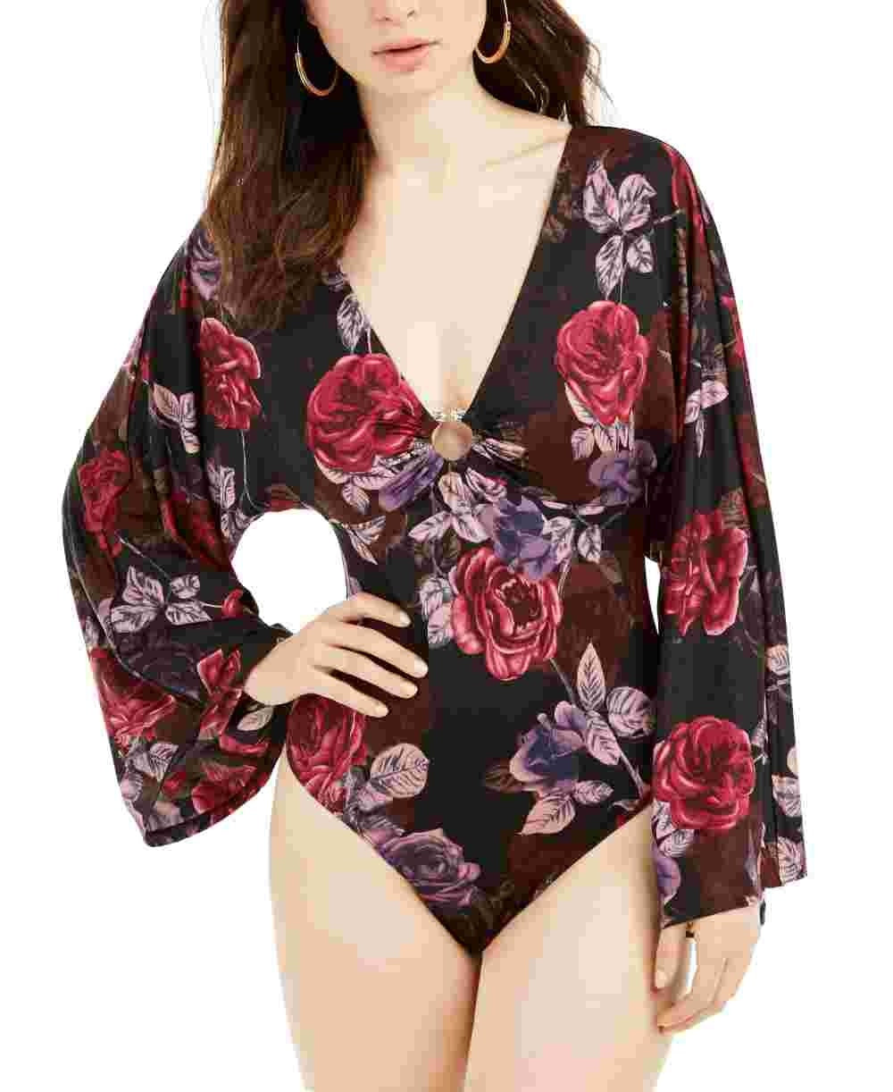 Body Guess Feminino Jazzi Estampado Kimono Mangas Cinza Tamanho P