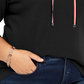 Tommy Hilfiger Blusa de malha waffle com cadarço feminina, preta, tamanho 2X