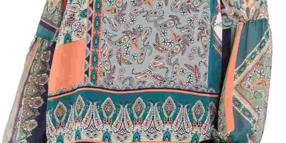 Tommy Hilfiger Blusa Túnica Feminina Verde Estampada Manga Longa Gola V Vermelha Tamanho 1X