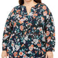 Blusa Tommy Hilfiger Feminina Estampada Gola Dividida Azul Marinho Tamanho 3X