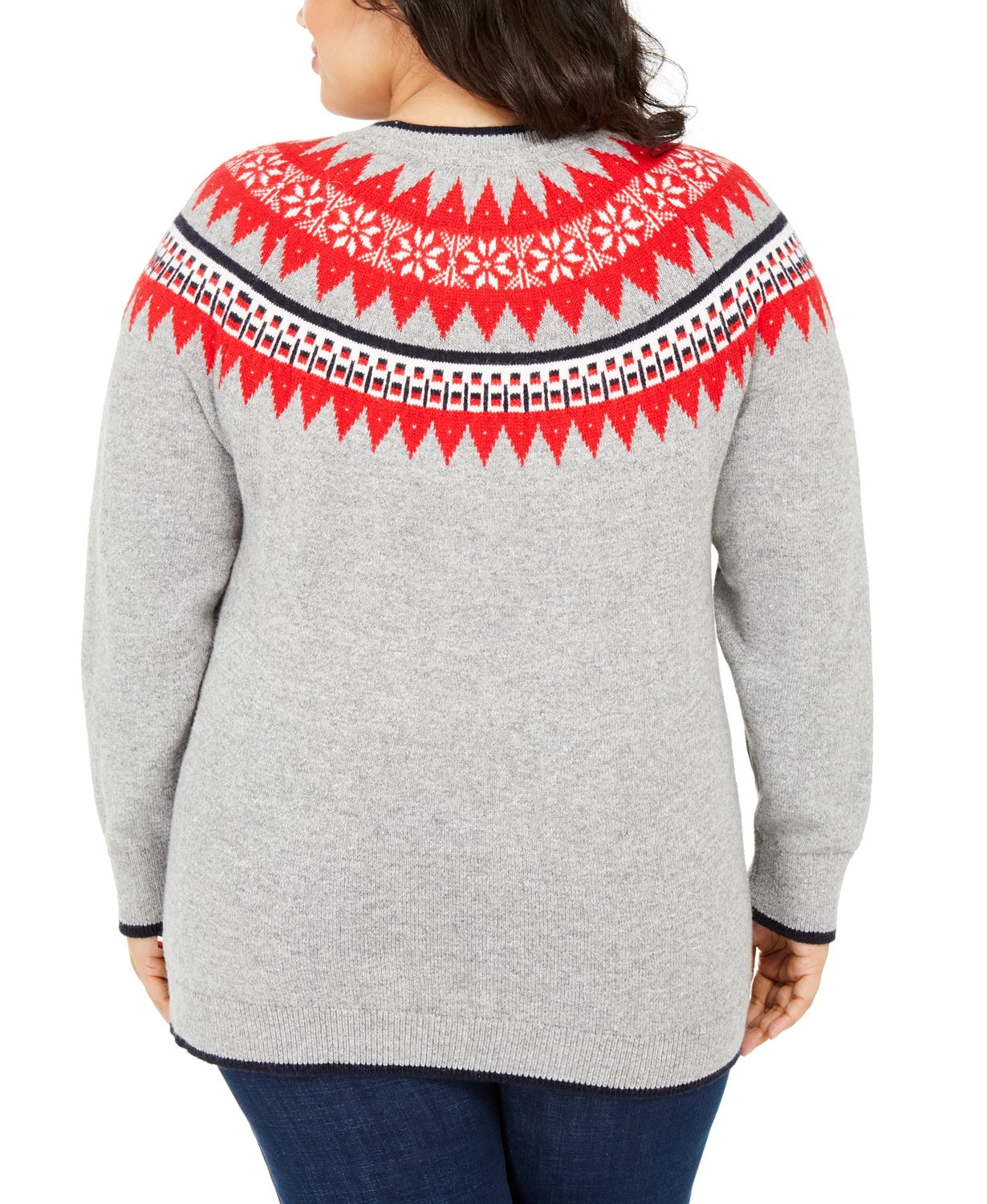Suéter Tommy Hilfiger Feminino Plus Wool Blend com Acabamento Canelado Cinza Tamanho 2X