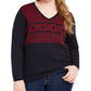 Suéter Tommy Hilfiger Feminino Cotton Ivy Fair Isle Azul Tamanho 2X
