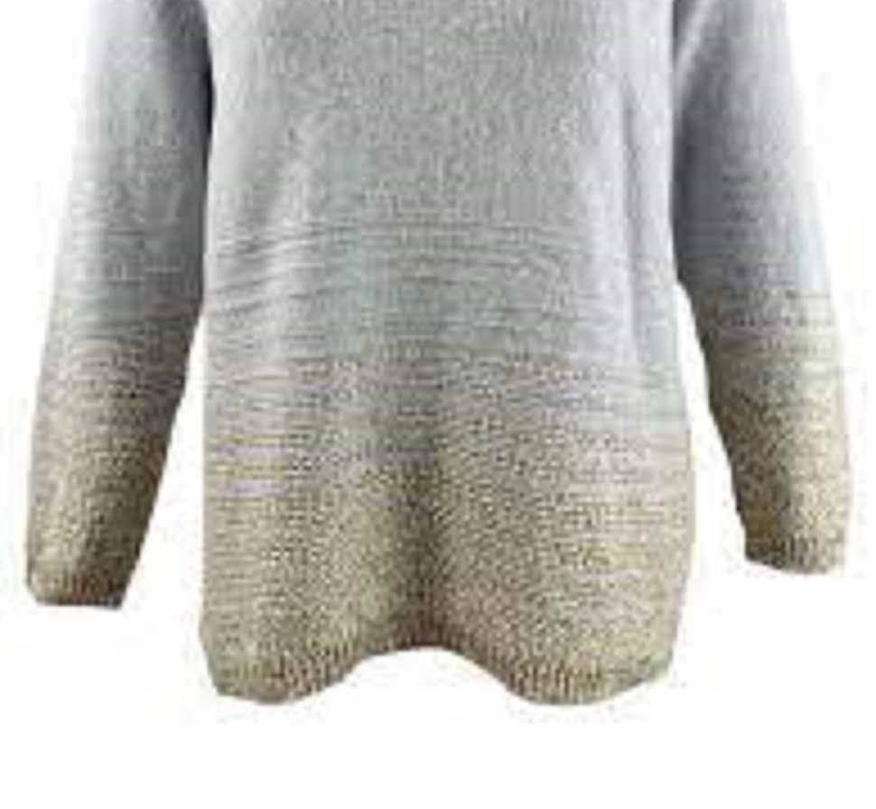 Suéter Calvin Klein Plus Size Feminino Listrado Metálico Gola V Cinza Tamanho 3X