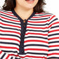 Tommy Hilfiger Blusa feminina plus size listrada metálica com botões, branca, tamanho 1X