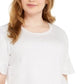Blusa feminina Michael Kors plus size com estampa metálica e mangas bufantes, branca, tamanho 3X