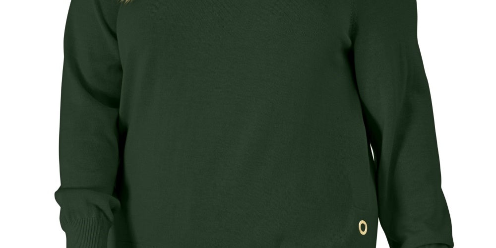 Suéter feminino Michael Kors com detalhe de ilhós verde, tamanho 3X