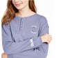 Camiseta Stitch Henley da Disney Junior, tamanho P, azul marinho