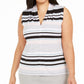 Blusa feminina listrada plus size Calvin Klein com decote em V, cor carvão, tamanho 1X