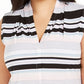 Blusa feminina listrada plus size Calvin Klein com decote em V, cor carvão, tamanho 1X