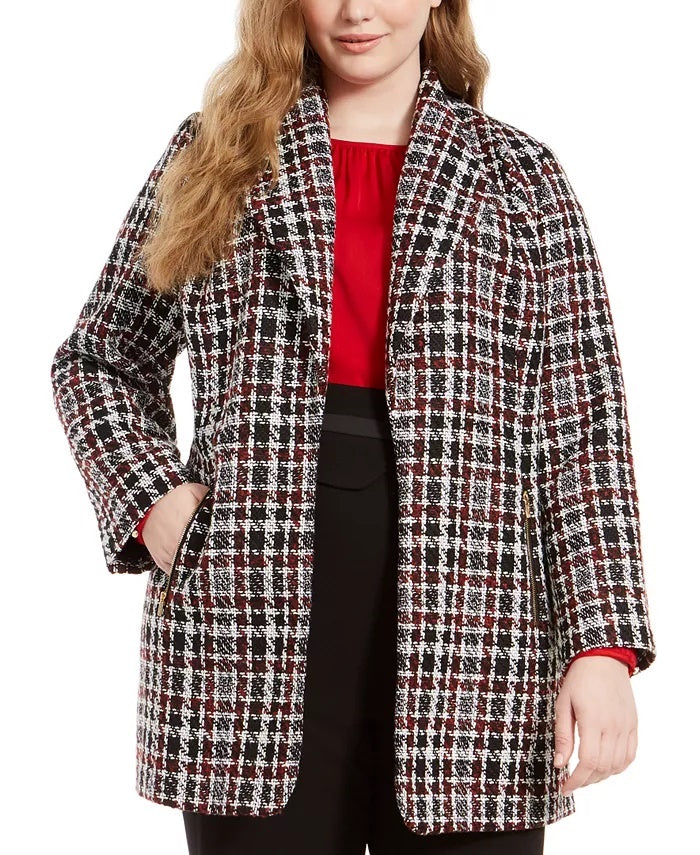 Jaqueta xadrez vermelha feminina Calvin Klein tamanho pequeno