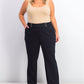 Calça social plus size com detalhe de botão Calvin Klein feminina, azul, tamanho 16W