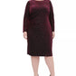 Vestido tubinho de veludo com manga comprida Tommy Hilfiger feminino plus size 18W vermelho