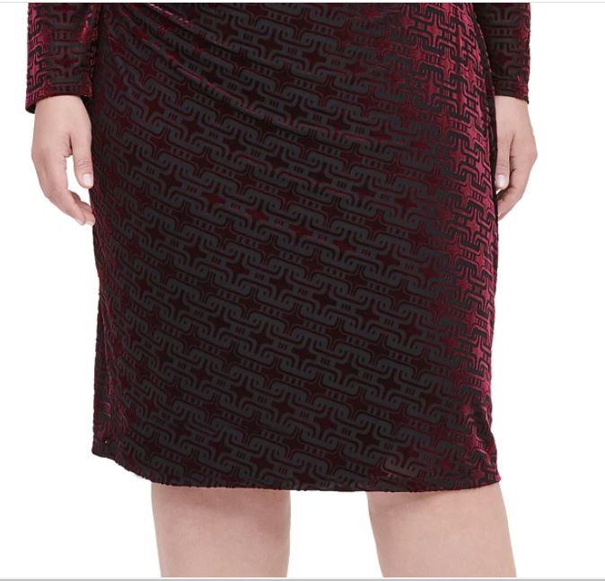 Vestido tubinho de veludo com manga comprida Tommy Hilfiger feminino plus size 18W vermelho