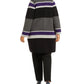 Calvin Klein Cardigan Feminino Plus Size Listrado Aberto na Frente Cinza Tamanho 2X