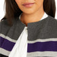 Calvin Klein Cardigan Feminino Plus Size Listrado Aberto na Frente Cinza Tamanho 2X
