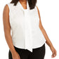 Blusa feminina Calvin Klein Plus, sem mangas, estampada, com decote em laço, branca, tamanho 2X