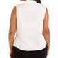 Blusa feminina Calvin Klein Plus, sem mangas, estampada, com decote em laço, branca, tamanho 2X