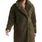 Lucky Brand Teddy Fuzzy Casaco trespassado feminino verde tamanho pequeno