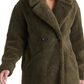 Lucky Brand Teddy Fuzzy Casaco trespassado feminino verde tamanho pequeno