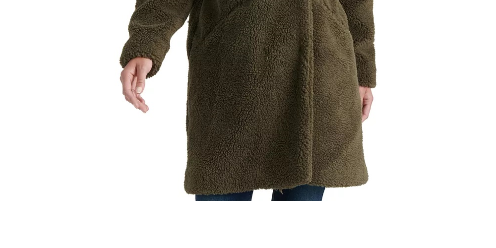Lucky Brand Teddy Fuzzy Casaco trespassado feminino verde tamanho pequeno
