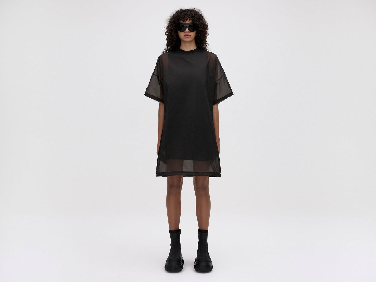OS LAYERED T-DRESS - BLACK