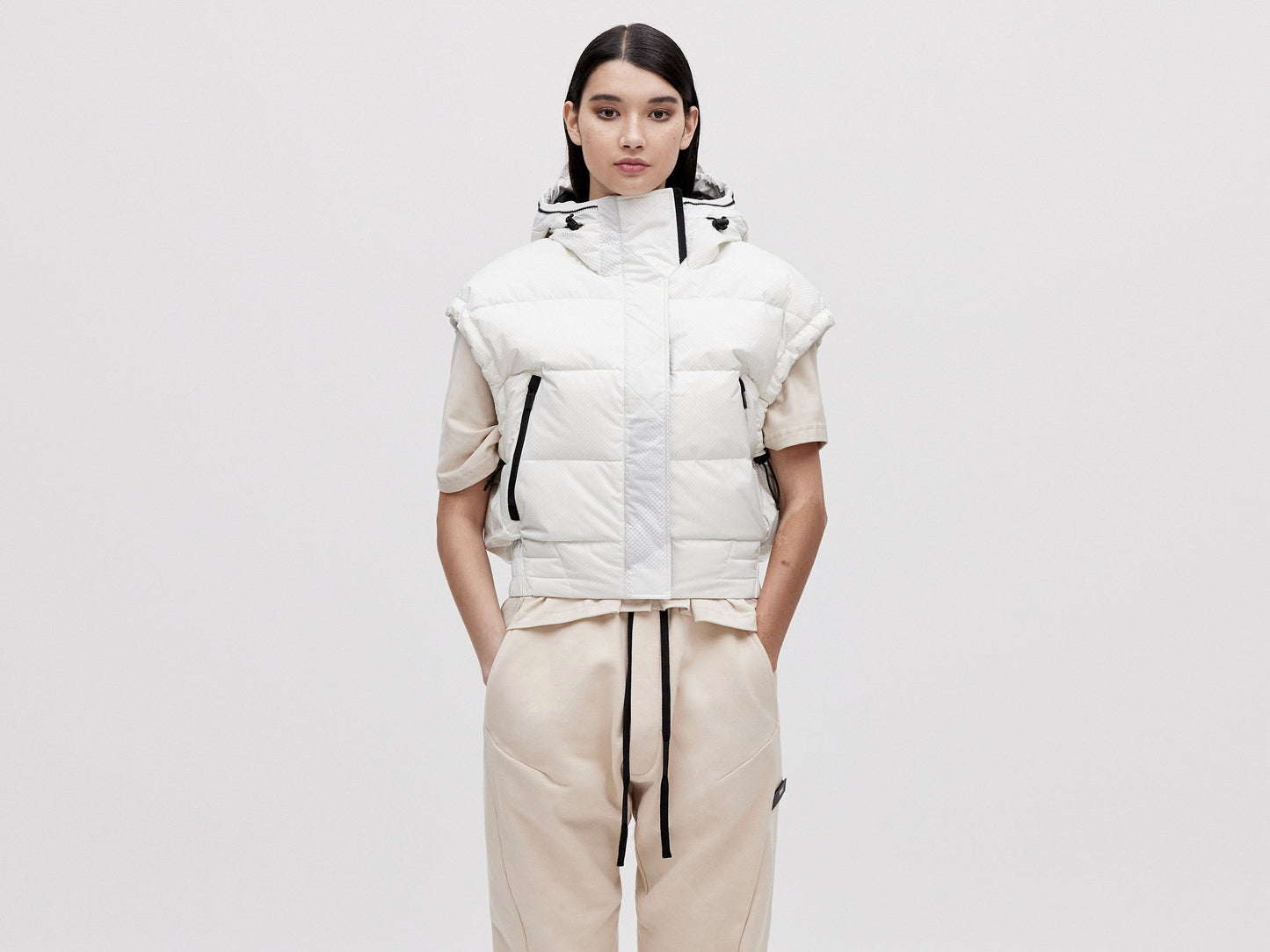 Cropped Down Vest - Light Pixel