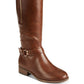 Material Girl Botas de montaria femininas Winnnie de couro sintético, tamanho médio, marrom, 5 M