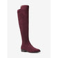 Botas de montaria femininas Michael Kors Bromley de couro com bico fechado acima do joelho, roxas, tamanho 5,5