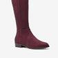 Botas de montaria femininas Michael Kors Bromley de couro com bico fechado acima do joelho, roxas, tamanho 5,5