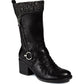 Botas femininas Baretraps Wylla de cano médio, pretas, tamanho 8,5 m