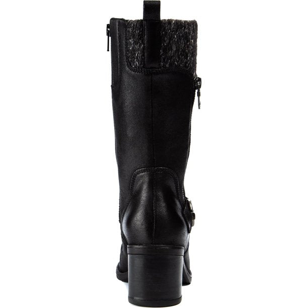 Botas femininas Baretraps Wylla de cano médio, pretas, tamanho 8,5 m
