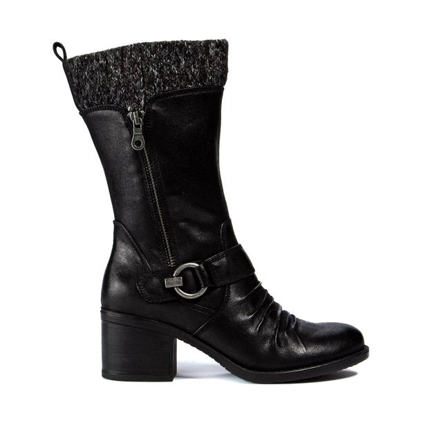 Botas femininas Baretraps Wylla de cano médio, pretas, tamanho 8,5 m