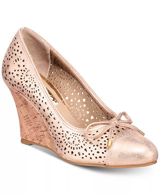 Rialto Cameka Dress Toe Cap Wedges Laranja Tamanho 10 M