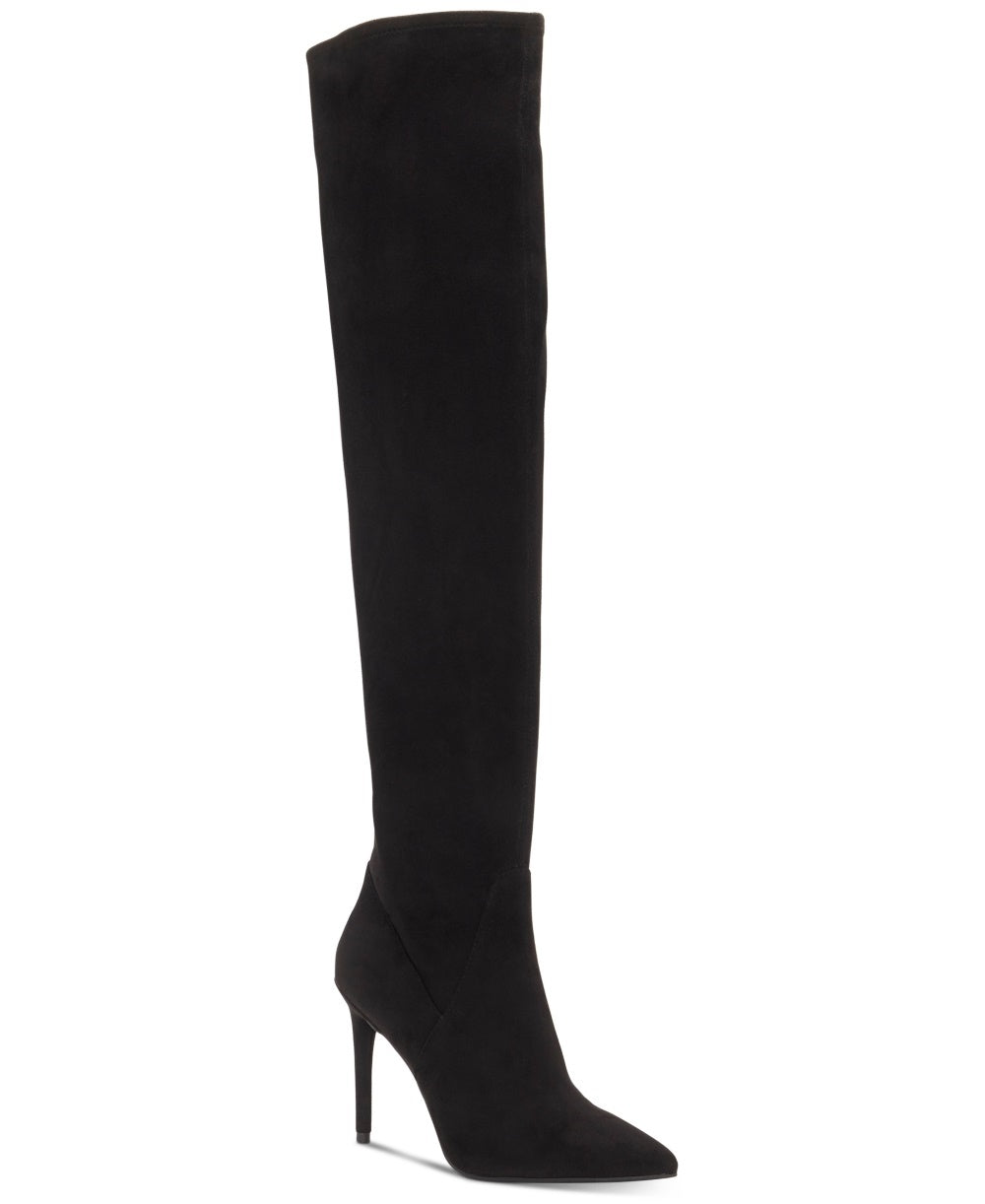 Botas femininas Jessica Simpson Livelle bico fino acima do joelho, pretas, tamanho 5,5 M