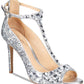 Sandálias de noite femininas Jewel Badgley Mischka Conroy com tiras em T, prateadas, tamanho 8,5 M