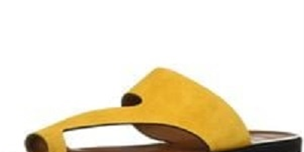 Kenneth Cole New York Palm Slides Toe Loop Flats Feminino Dourado Tamanho 7,5 M