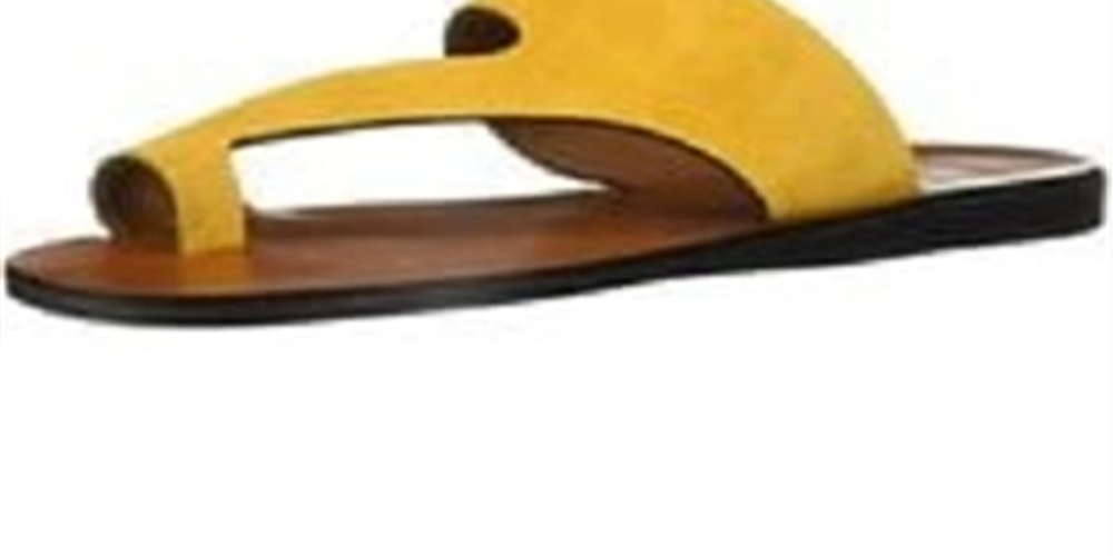 Kenneth Cole New York Palm Slides Toe Loop Flats Feminino Dourado Tamanho 7,5 M