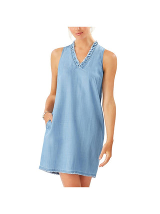 Vestido Tommy Bahama Feminino Tencel Sem Mangas Azul Tamanho M